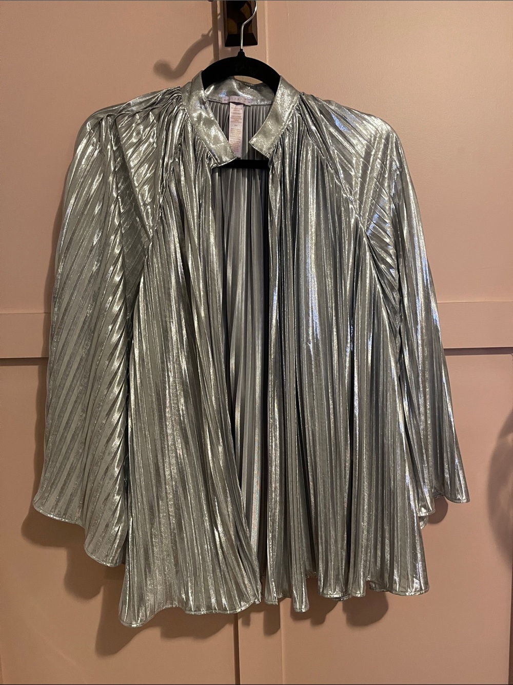 Savage X Fenty Metallic Silver Pleated Cape Jacket